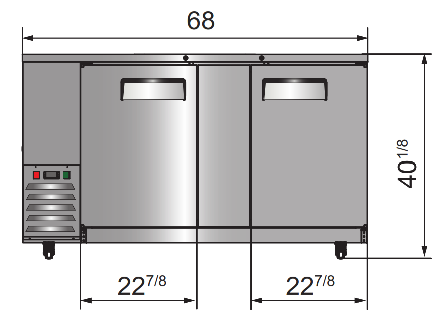 Atosa SBB69GRAUS2 68" 2 Door Shallow Depth Back Bar Cooler, 18.6 Cu. Ft., Black Exterior