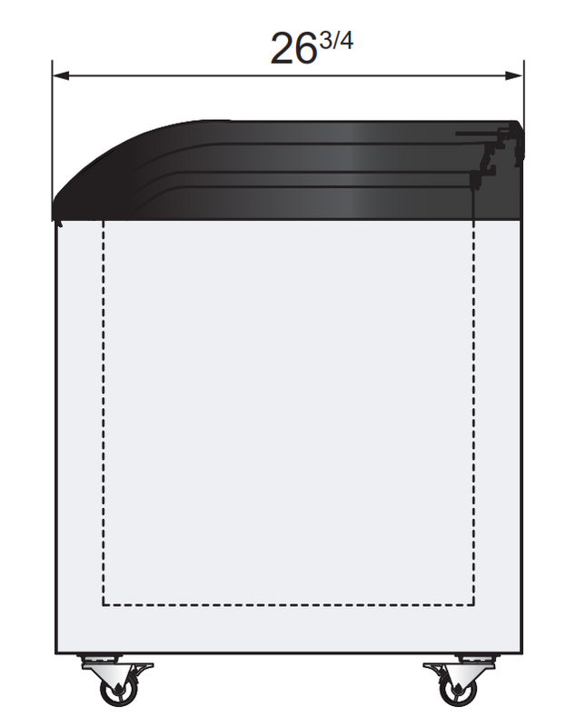 Atosa MMF9110 35" 2 Door Angle Curved Glass Top Chest Freezer, 9.6 Cu. Ft.