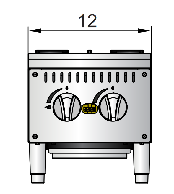 Atosa ACHP-2 12" 2 Burner Countertop Hotplate, Total 64,000 B.T.U.