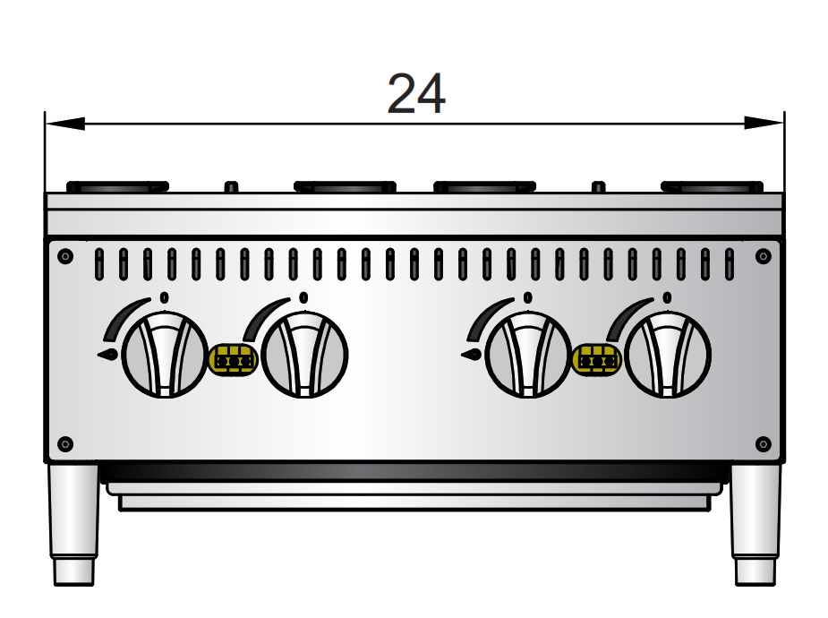 Atosa ACHP-4 24" 4 Burner Countertop Hotplate, Total 128,000 B.T.U.