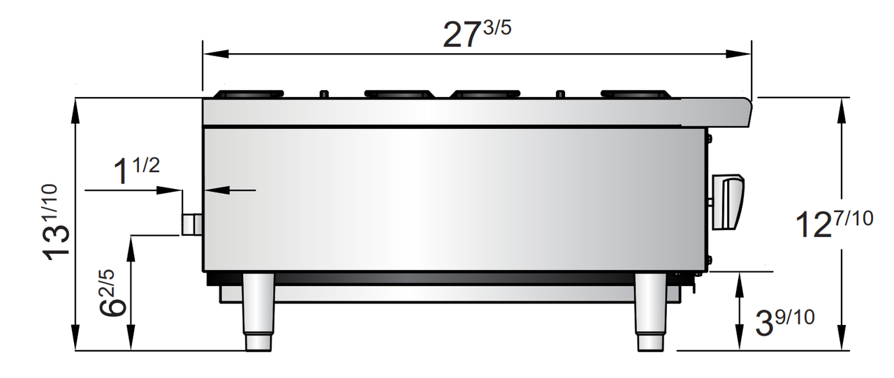Atosa ACHP-4 24" 4 Burner Countertop Hotplate, Total 128,000 B.T.U.