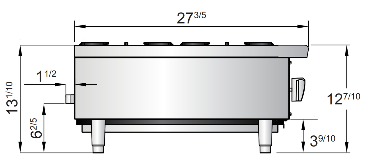 Atosa ACHP-6 36" 6 Burner Countertop Hotplate, Total 192,000 B.T.U.
