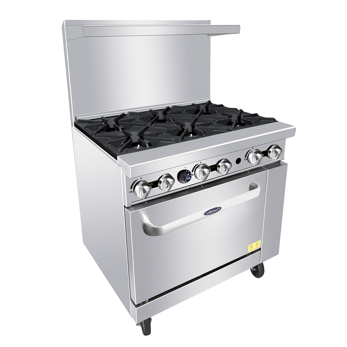 Atosa AGR-6B 36" 6 Burner Gas Range, One 26'' Oven; 2 Oven Racks, Castors Included