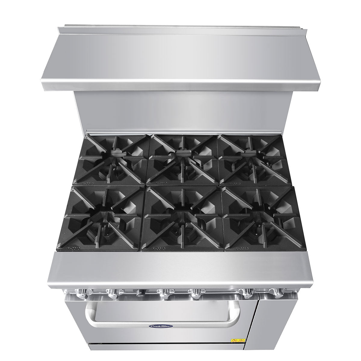 Atosa AGR-6B 36" 6 Burner Gas Range, One 26'' Oven; 2 Oven Racks, Castors Included
