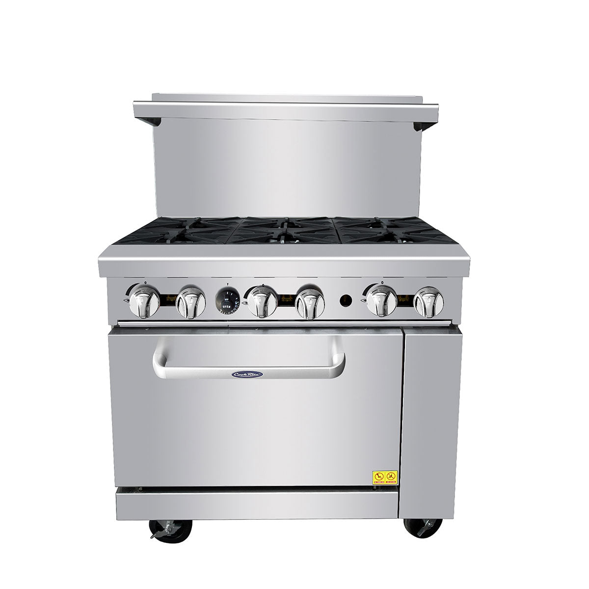 Atosa AGR-6B 36" 6 Burner Gas Range, One 26'' Oven; 2 Oven Racks, Castors Included
