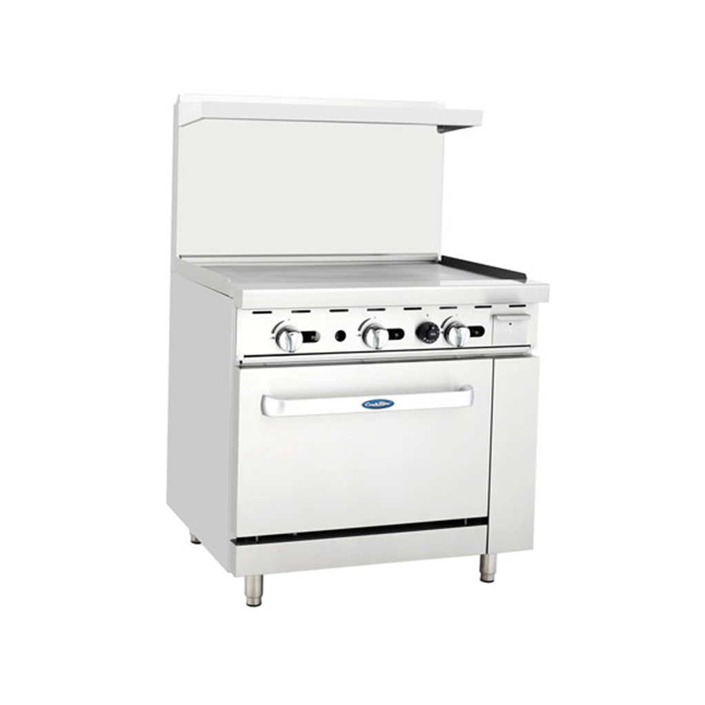 Atosa AGR-36G 36" Gas Range with 36" Griddle, 1 26" Oven, 2 Oven Racks, Castors Included