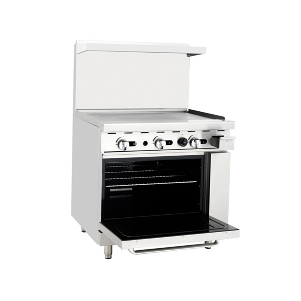 Atosa AGR-36G 36" Gas Range with 36" Griddle, 1 26" Oven, 2 Oven Racks, Castors Included