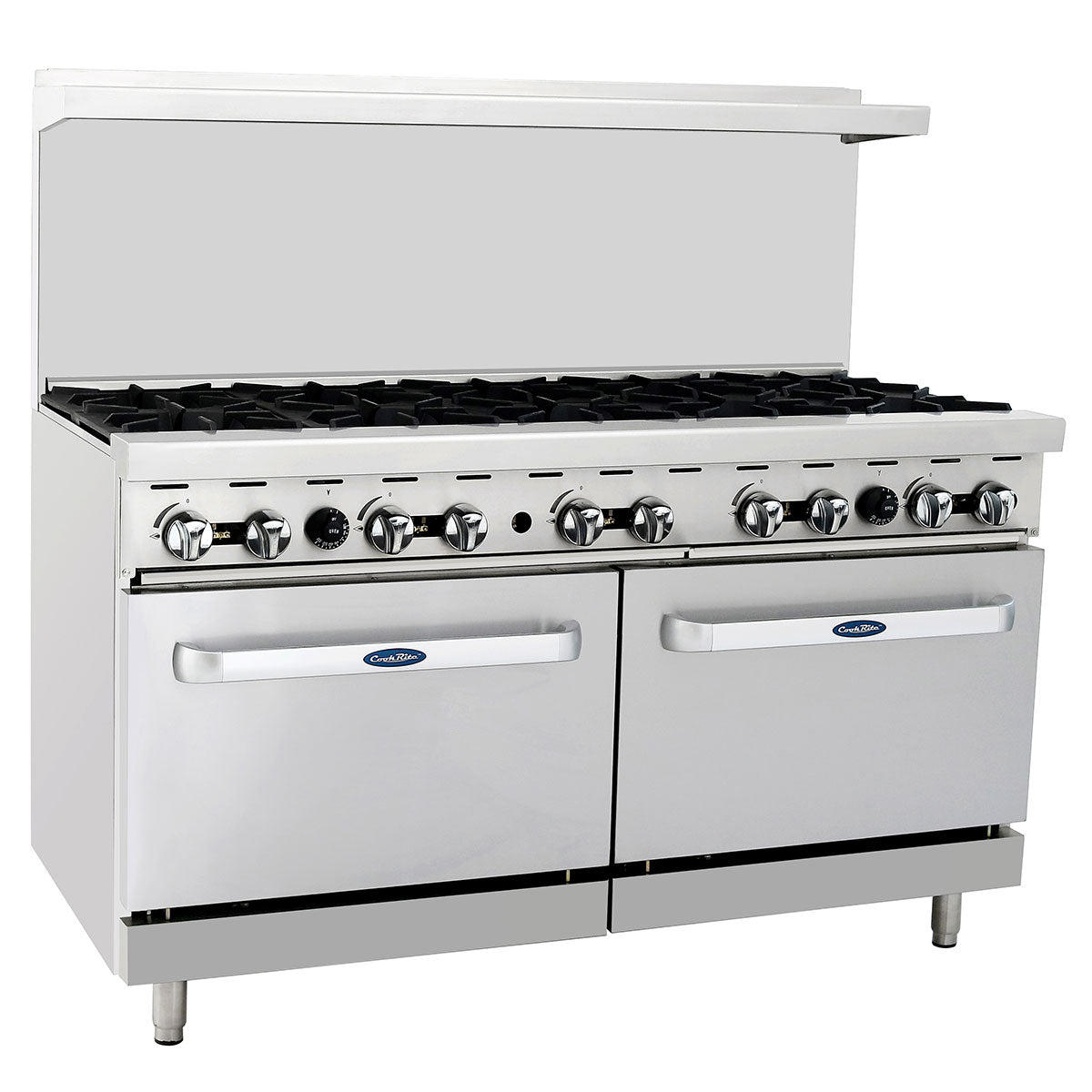 Atosa AGR-10B 60" 10 Burner Gas Range with (2) 26'' Ovens; 4 Oven Racks Castors Included