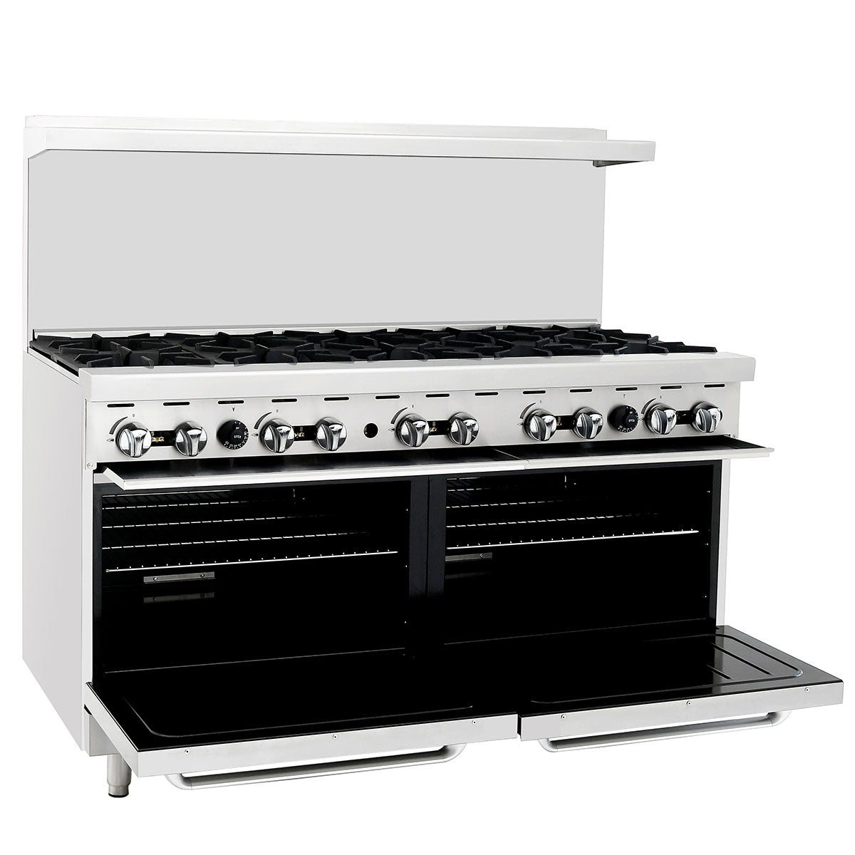 Atosa AGR-10B 60" 10 Burner Gas Range with (2) 26'' Ovens; 4 Oven Racks Castors Included