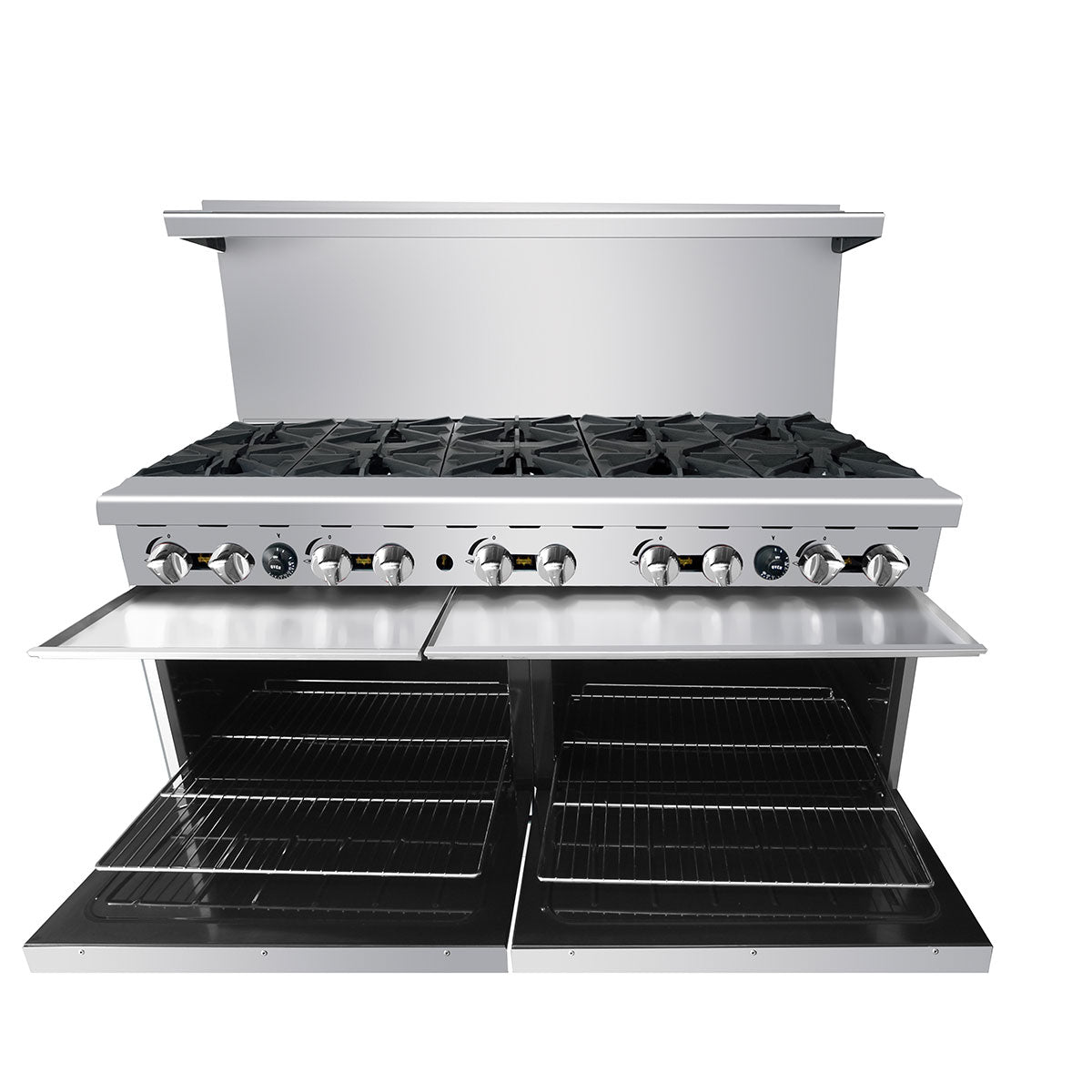 Atosa AGR-10B 60" 10 Burner Gas Range with (2) 26'' Ovens; 4 Oven Racks Castors Included