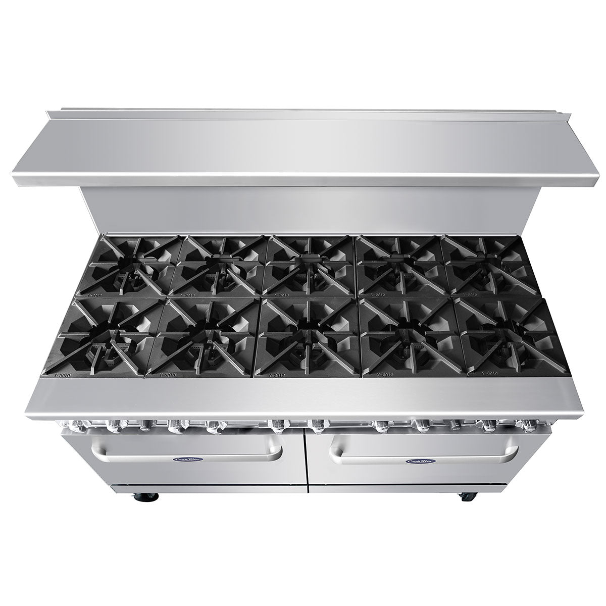 Atosa AGR-10B 60" 10 Burner Gas Range with (2) 26'' Ovens; 4 Oven Racks Castors Included
