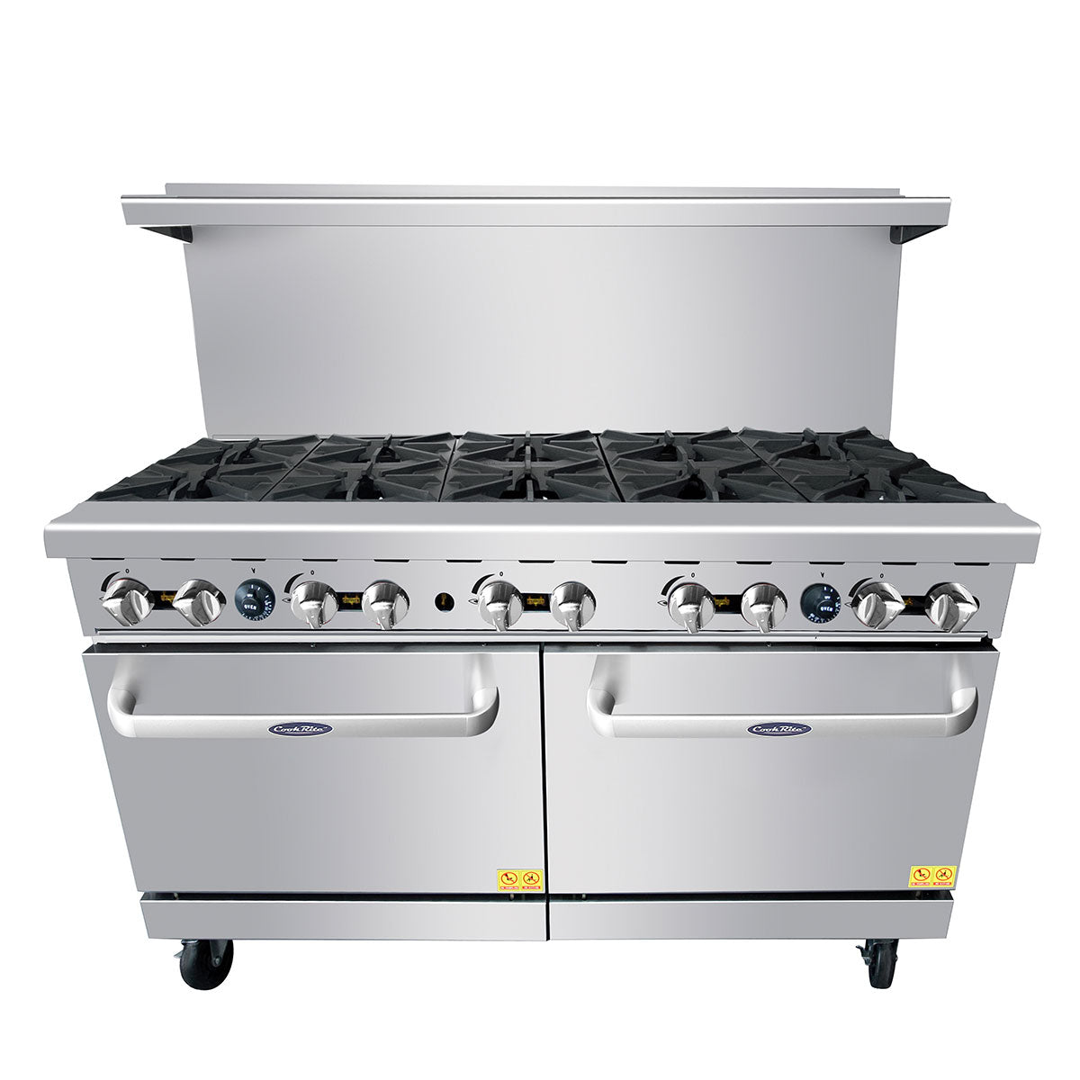 Atosa AGR-10B 60" 10 Burner Gas Range with (2) 26'' Ovens; 4 Oven Racks Castors Included