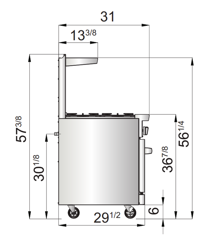Atosa AGR-6B24GR 60" 6 Burner Gas Range with 24" Griddle on Right Side, 2 26" Ovens, 4 Oven Racks, Castors Included