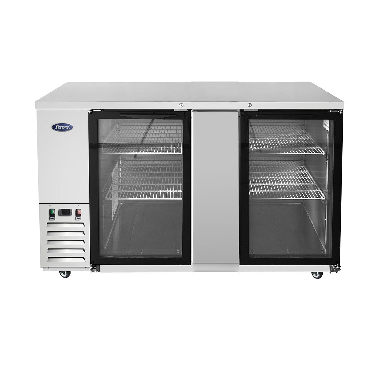 Atosa MBB69GGR 68" 2 Door Back Bar Cooler With Glass Doors, 21.5 Cu. Ft., Stainless Steel