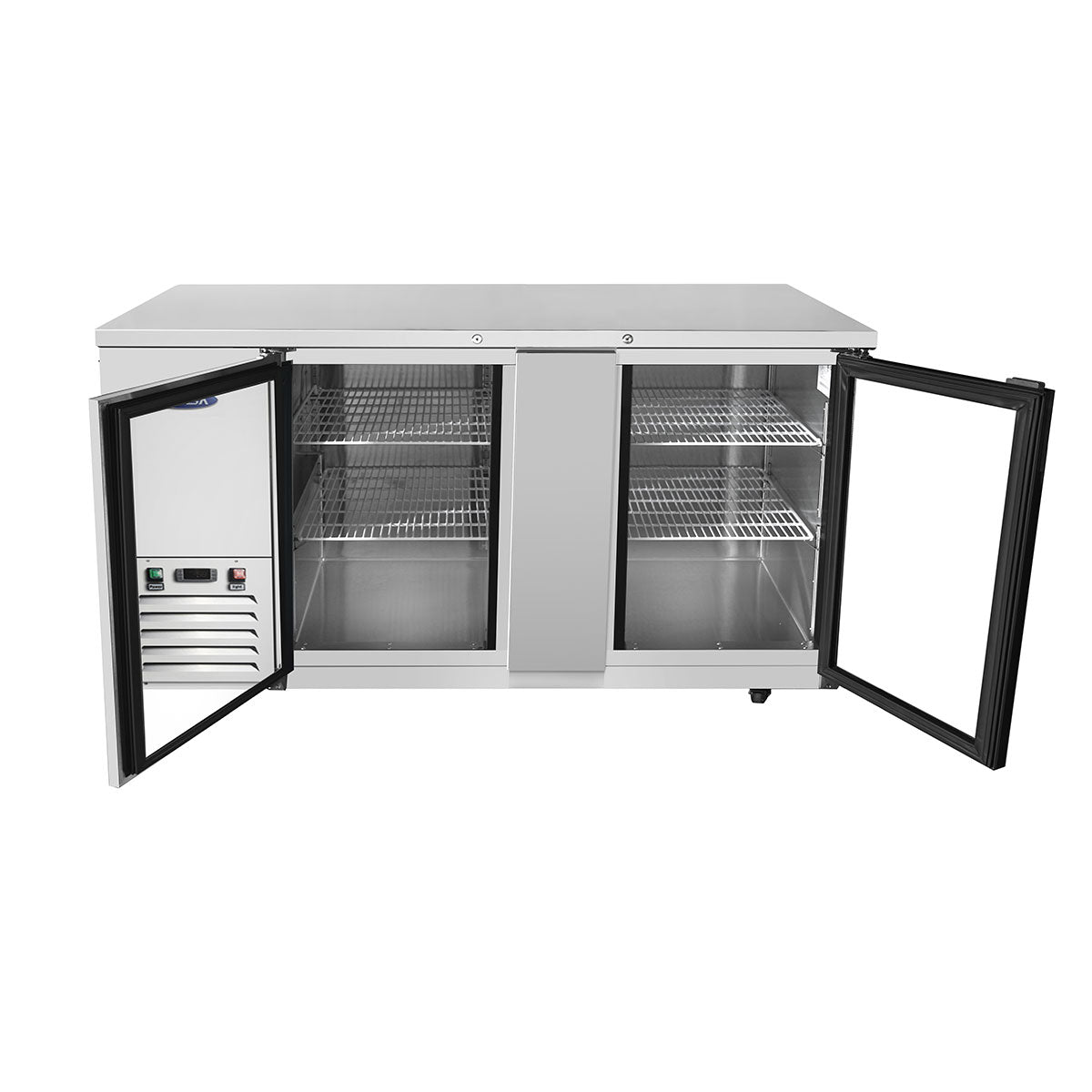Atosa MBB69GGR 68" 2 Door Back Bar Cooler With Glass Doors, 21.5 Cu. Ft., Stainless Steel