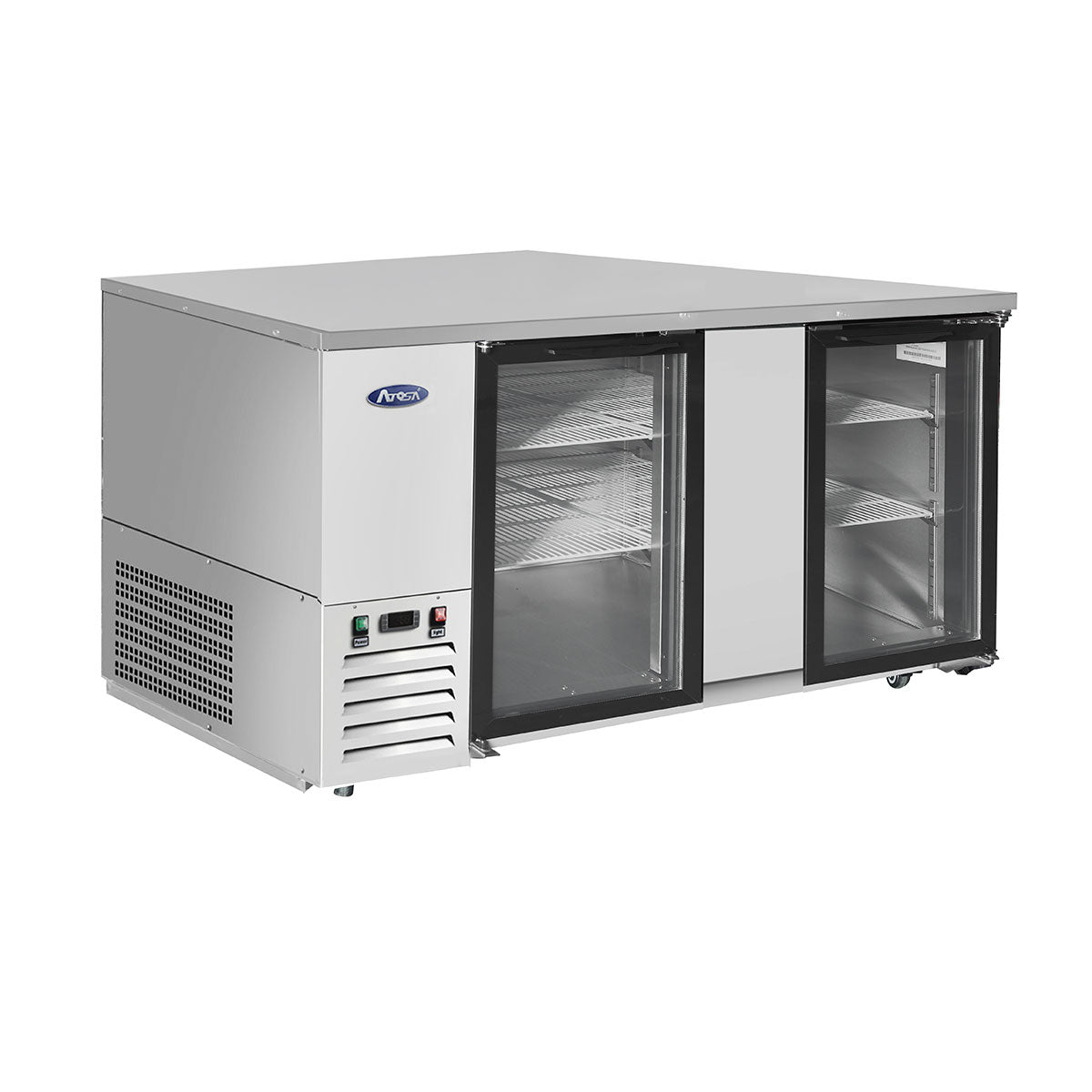 Atosa MBB69GGR 68" 2 Door Back Bar Cooler With Glass Doors, 21.5 Cu. Ft., Stainless Steel