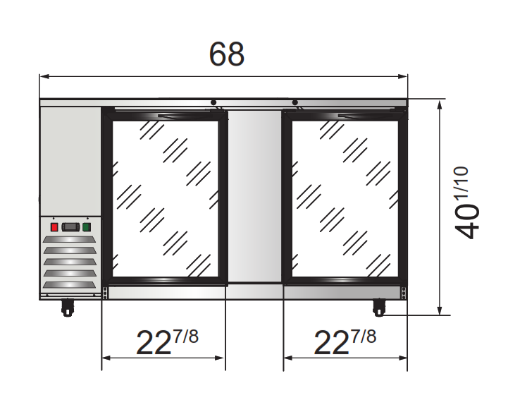 Atosa MBB69GGR 68" 2 Door Back Bar Cooler With Glass Doors, 21.5 Cu. Ft., Stainless Steel