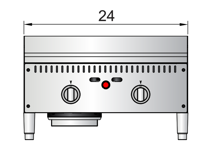 Atosa ATTG-24 24" Thermostatic Gas Griddle, 50,000 BTU, 1" Thick Griddle Plate