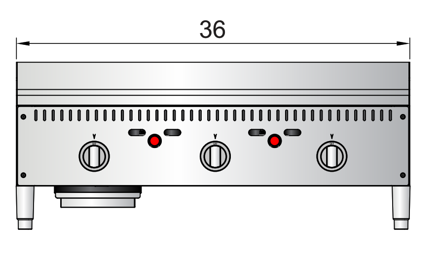 Atosa ATTG-36 36" Thermostatic Gas Griddle, 75,000 BTU, 1" Thick Griddle Plate