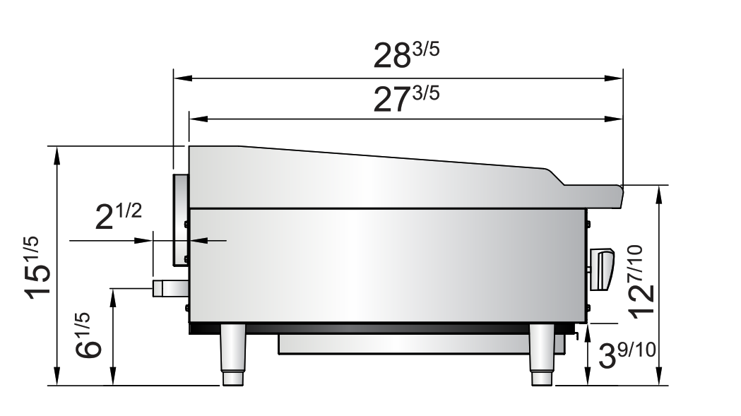 Atosa ATTG-36 36" Thermostatic Gas Griddle, 75,000 BTU, 1" Thick Griddle Plate