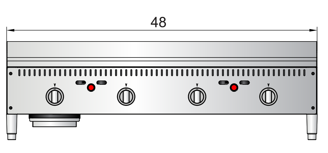Atosa ATTG-48 48" Thermostatic Gas Griddle, 100,000 BTU, 1" Thick Griddle Plate