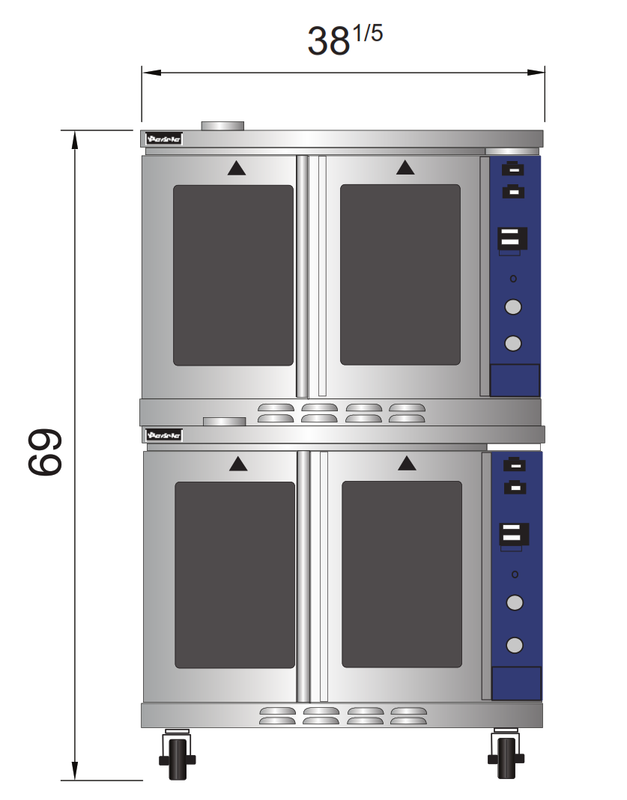 Atosa ATCO-513B-2 38.2" Double Bakery Depth Gas Convection Oven, 5 Shelves, 46,000 BTU, Legs and Castors