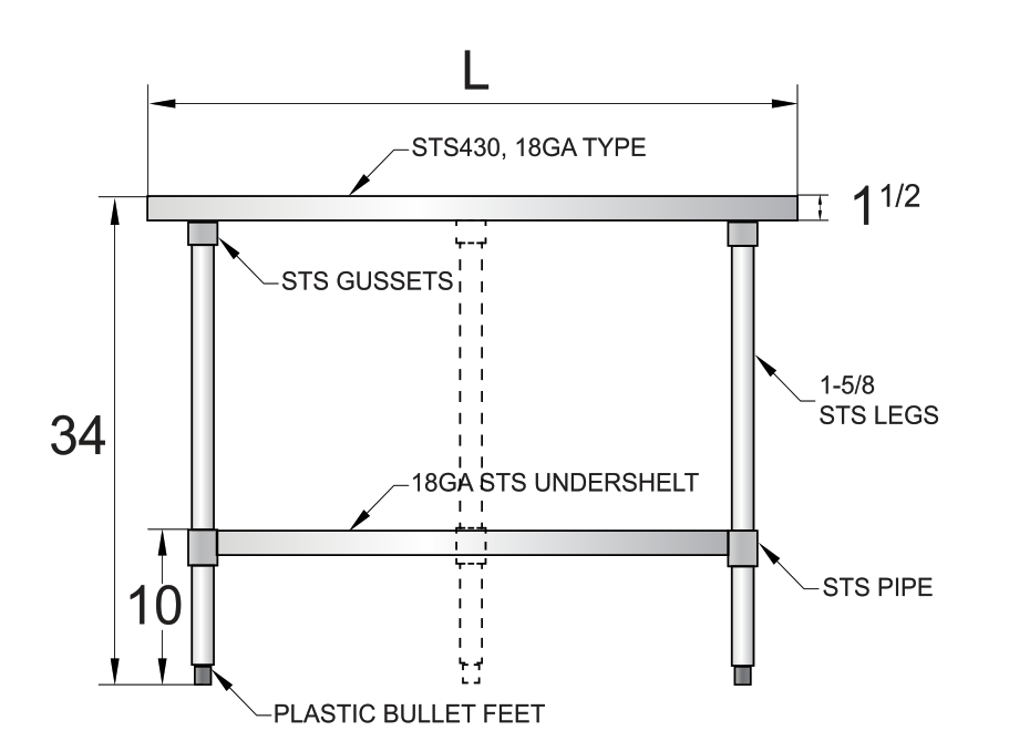 Atosa SSTW-3030 30" By 30" Work Table, Stainless Steel