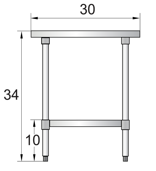 Atosa SSTW-3030 30" By 30" Work Table, Stainless Steel
