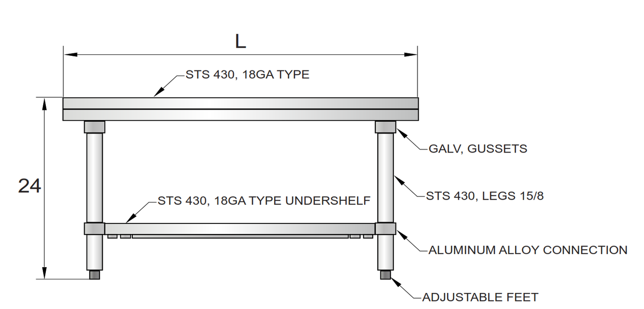 Atosa ATSE-3024 24" Stainless Steel Equipment Stand