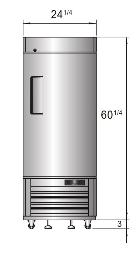 Atosa MBF8520GR Bottom Mount Low Height Reach In Freezer, 24" Wide x 63" High, 8.3 cu. ft