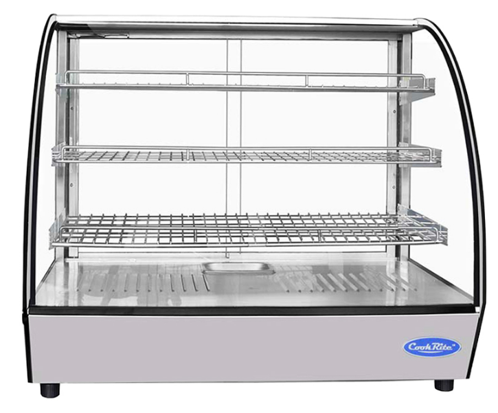 Atosa CHDC-44 Countertop Heated Curved Display Case, 4.4 cu ft, 3 Stainless Steel Shelves