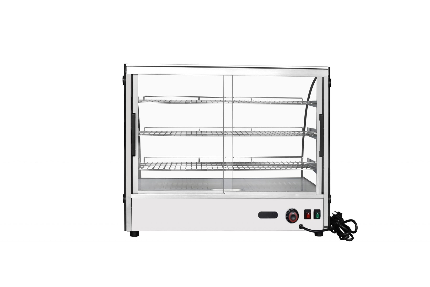 Atosa CHDC-44 Countertop Heated Curved Display Case, 4.4 cu ft, 3 Stainless Steel Shelves