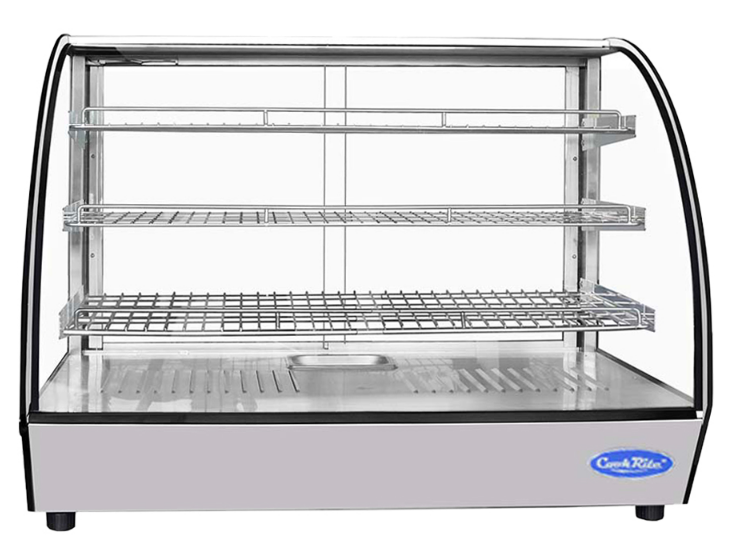 Atosa CHDC-56 Countertop Heated Curved Display Case, 5.6 cu ft, 3 Stainless Steel Shelves