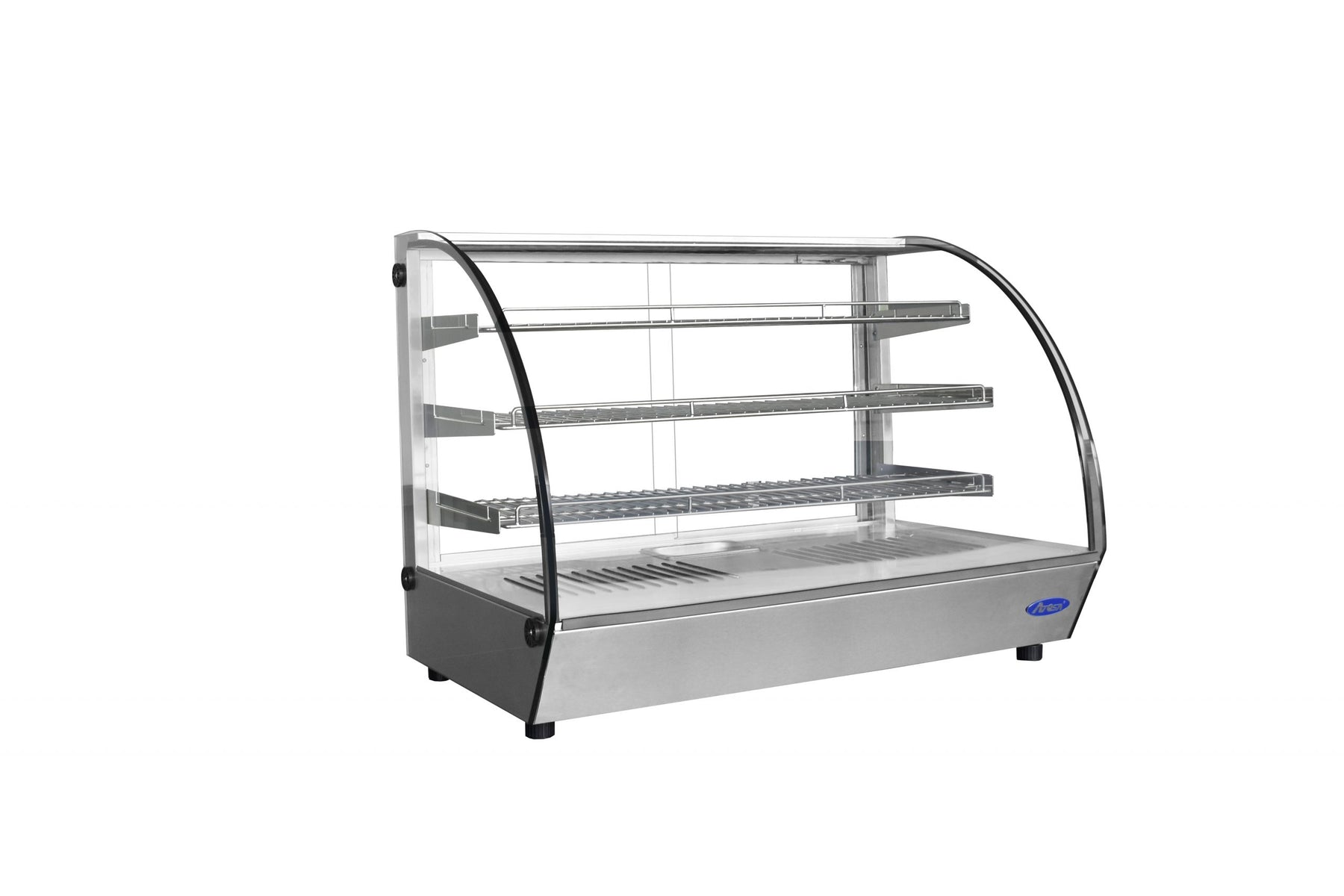 Atosa CHDC-56 Countertop Heated Curved Display Case, 5.6 cu ft, 3 Stainless Steel Shelves