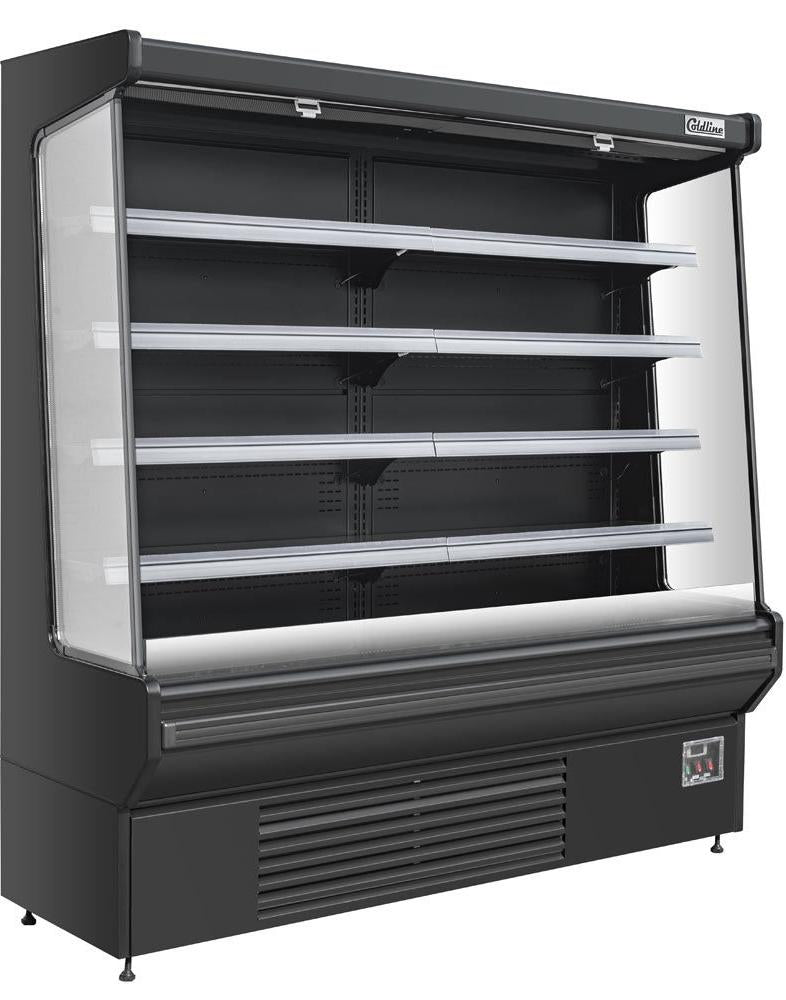 Coldline SOC-76-220-B 76" Open Air Refrigerated Display Merchandiser, 220V, Black, 27.6" Deep