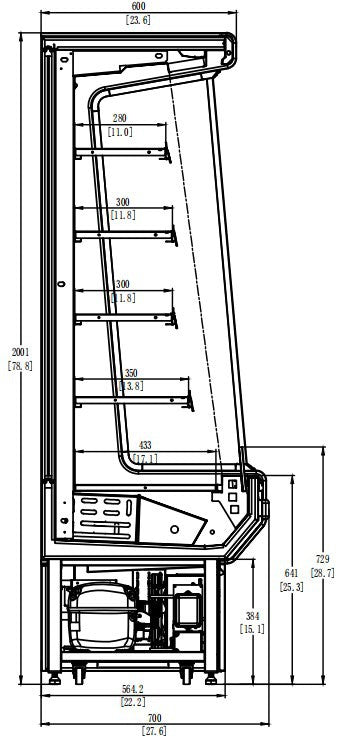 Coldline SOC-76-220-B 76" Open Air Refrigerated Display Merchandiser, 220V, Black, 27.6" Deep