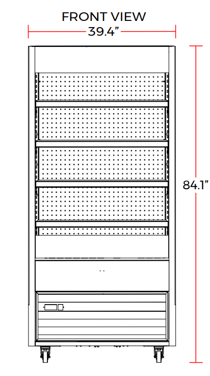 Marchia MDS40G 40" Refrigerated Open Air Cooler Grab and Go Display Case with Glass Sides