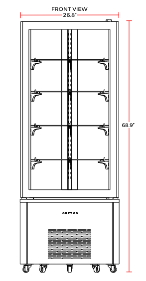 Marchia MVSR400 Refrigerated 69" Vertical Curved Glass Cake Display Case