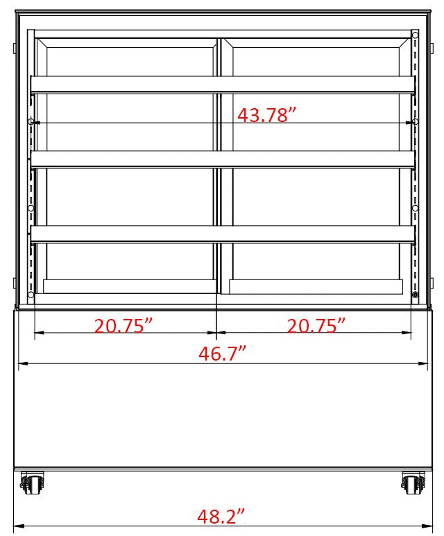 Marchia MBT48-ST 48" High Straight Glass Refrigerated Bakery Display Case, 3 Shelved