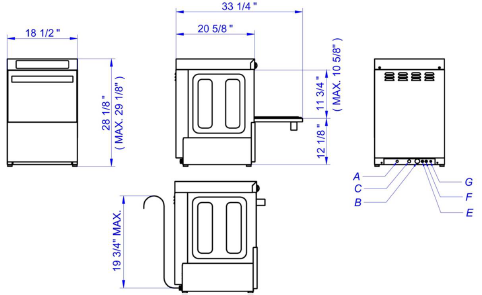 Fagor CO-402W Evo Concept High Temp Undercounter Glasswasher, 30 Rack Hourly Capacity