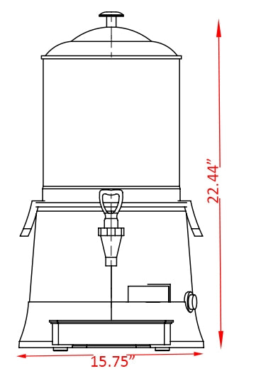Coldline CHOCO10R 2.6 Gallon 10 Liter Red Hot Beverage / Hot Topping Dispenser