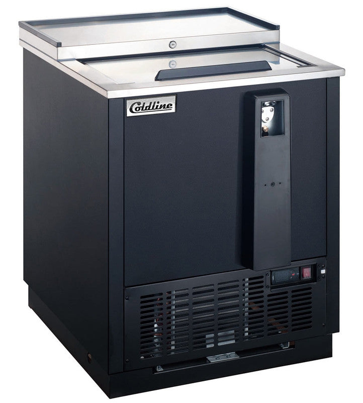 Coldline BBC-25 25" Horizontal Reach-In Black Bottle Cooler, 5 Cu. Ft.