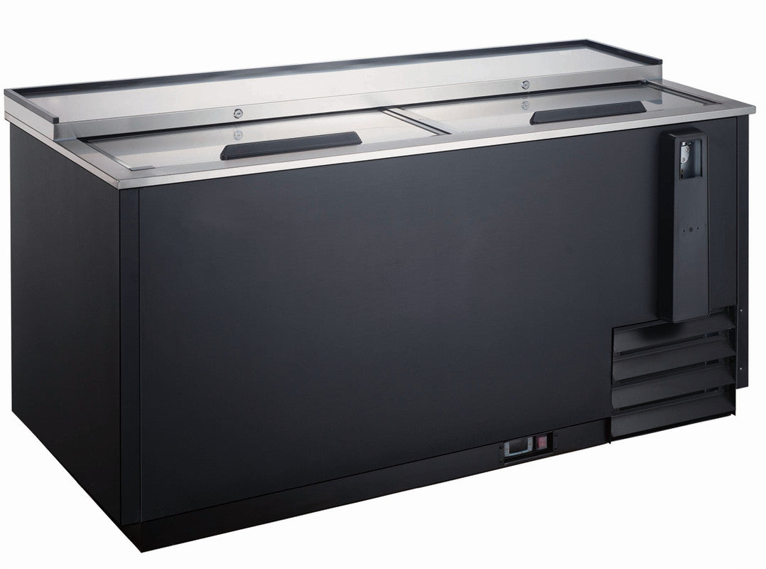 Coldline BBC-65 65" Horizontal Black Bottle Cooler, 18 Cu. Ft.