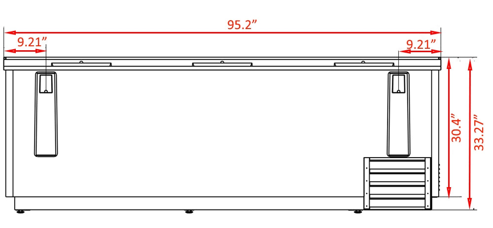 Coldline BBC-95 95" Horizontal Black Bottle Cooler, 27 Cu. Ft.
