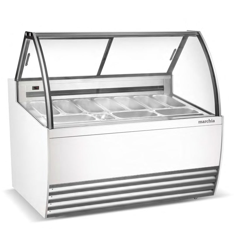 Marchia GIC-10 56" 10 Pan White Gelato Ice Cream Dipping Cabinet Display Freezer