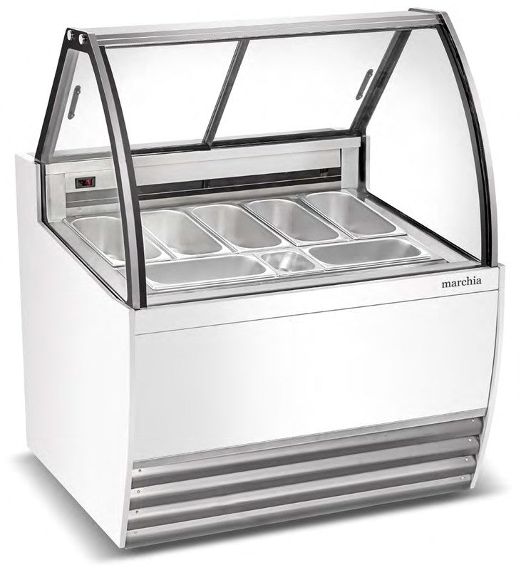 Marchia GIC-7 42" 7 Pan White Gelato Ice Cream Dipping Cabinet Display Freezer
