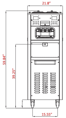 Coldline NEO-F3 Floor Standing Soft Serve Ice Cream Machine with Air Pump, 2 Hoppers and 3 Dispensers
