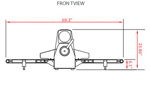 Prepline CSP-69 69" Countertop Reversible Dough Sheeter with Roller Pin, 120V