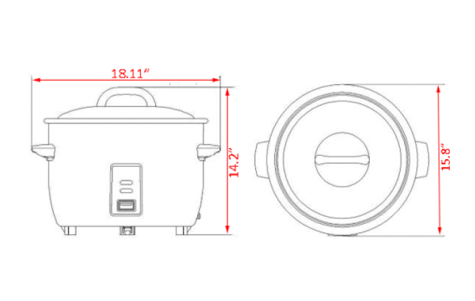 Prepline ERC60X 18" Electric Rice Cooker and Warmer, 60 Cups Cooked Rice, Removable Lid