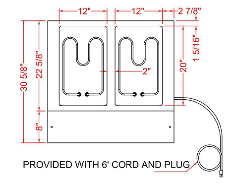 Prepline EST30-2O 32" Two Well Electric Hot Food Steam Table with Undershelf, 120V, 1000W